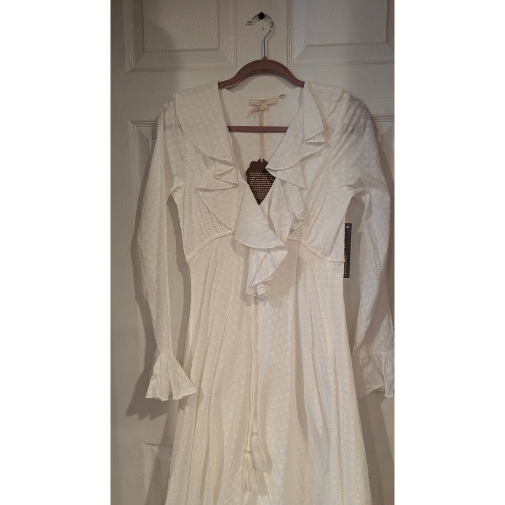 Anthro Forever That Girl Midi Dress XS White Ruffle Boho Bridal Layered Cottage - Picture 3 of 13